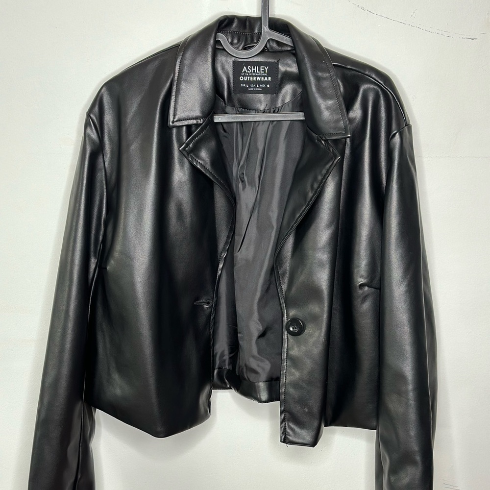 Semi Cropped Leather Jacket